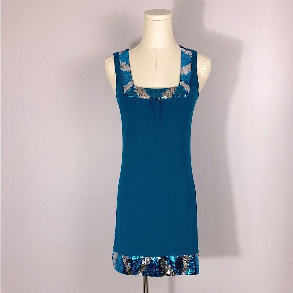 Express Teal Sequin Trim Dress size XS